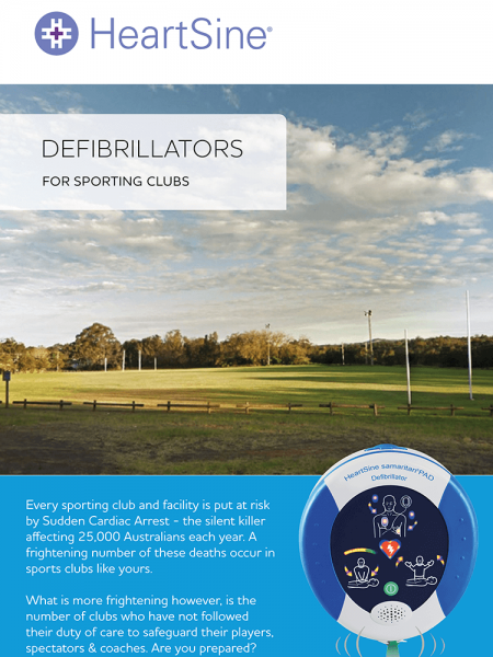 AED flyer for sporting clubs industry